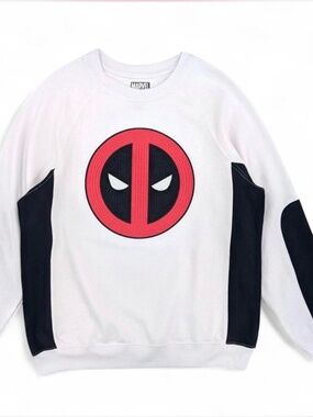 Marvel Deadpool Men's Long Sleeve Crew Neck Pullover Graphic Sweatshirt Size S